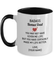 Happy Father&#39;S Day Mug Badass Bonus Dad Stepdad Gift Stepdad Mug Stepfather Gift - £17.66 GBP