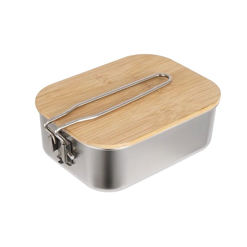 Nic lunch box stainless steel camping cooking set camping barbecue soup pot bamboo wood thumb200