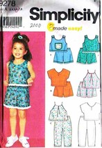 2000 Girl&#39;s TOPS, PANTS &amp; SHORTS McCall&#39;s Pattern 9278-m Size 3-4-5-6 - £9.62 GBP