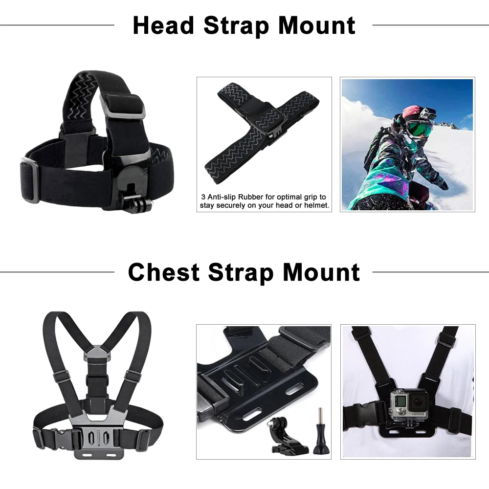 Sporting ORBMART for GoPro Accessories Set for Go Pro Hero 11 10 9 8 7 6 5 4 Bla - £38.55 GBP