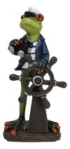 Marine Bon Voyage Sailor Captain Frog Holding Wheel Helm and Binoculars Figurine - $25.99