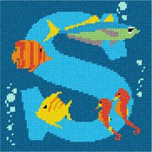 Pepita Needlepoint kit: Letter S Under The Sea, 7&quot; x 7&quot; - $50.00+