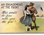 Comic Romance Soldier Has Engagement At Front With Woman DB Postcard R26 - $4.90