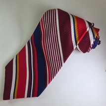 Vintage Resilio Repp Tie Red Navy Stripe 100% Silk Guildstream 4” x 55.5... - $33.99