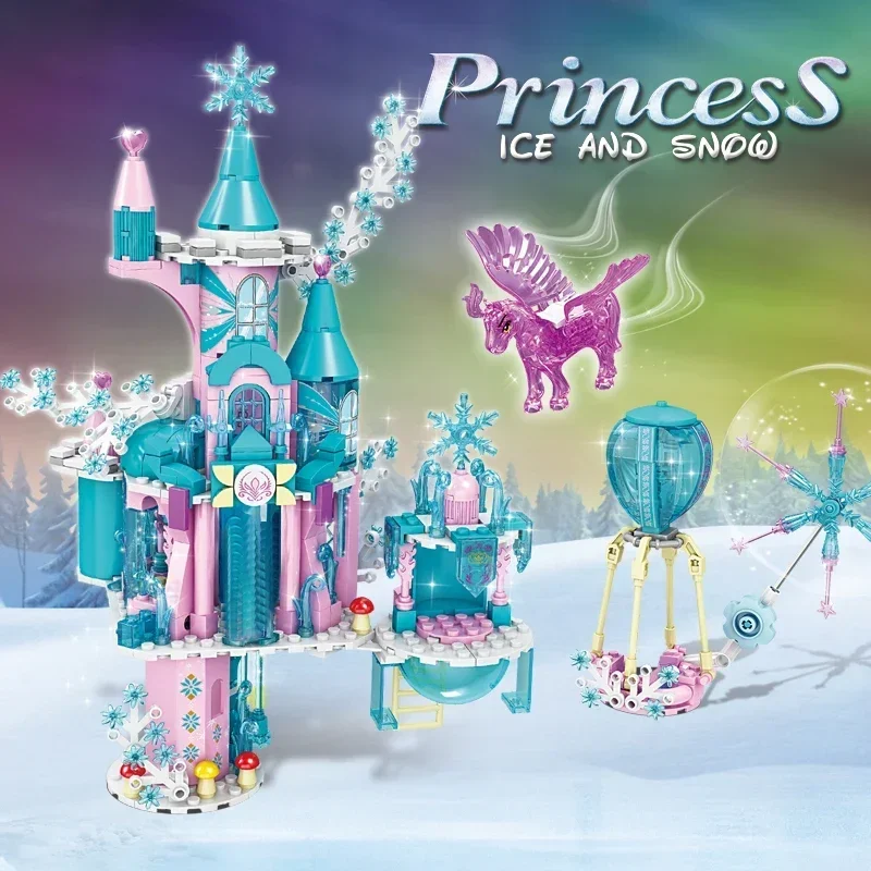 Ice Snow Castle Building Block Magic Princess Castle Model Assembly Bricks Toys - £53.64 GBP