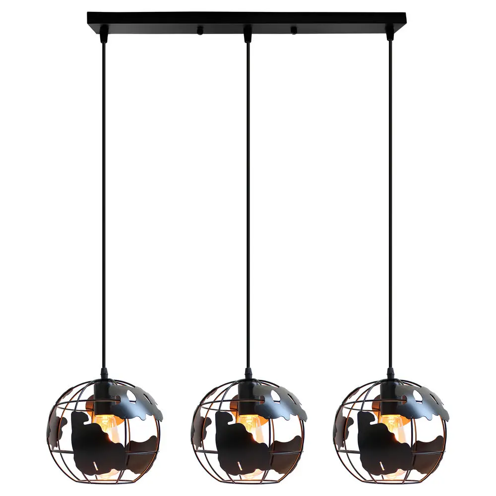 1/3 Heads Industrial Pendant Lights  Globe Lamp Shade Luminaire Suspensi... - $213.02
