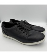 ALDO Black Leather Low Top Sneakers Men’s Size 10.5 Casual Streetwear - $53.32 CAD