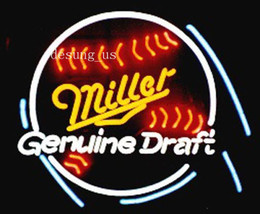New Miller Genuine Draft Baseball Beer Lager Neon Sign 24&quot;x20&quot; - £198.72 GBP