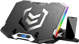Gaming Laptop Cooling Pad With 6 Height Adjustable LCD Screen Two USB Ports NEW - £35.18 GBP