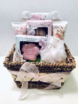 Floral Breeze Cherry Blossom 8 Piece Pampering Spa Gift Set In Rattan Ba... - $34.95