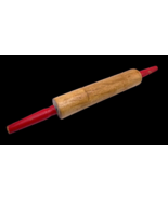 Rolling Pin Wooden Wood Red Handled Vintage Primitive Rustic Kitchen Dec... - $18.49