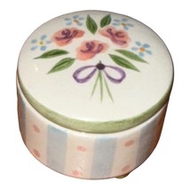 Mud Pie Trinket Box with Lid Round Ottoman Floral Between Friends Thanks... - $11.76