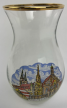Vintage Nurnberg Schoner Brunnen Souvenir 5&quot; 0.25L Glass German Vase - $13.85