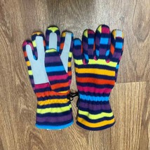 Lands End Girls ThermaCheck 200 Printed Touch Rainbow Fleece Gloves Size Small - £12.51 GBP
