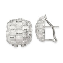 Sterling Silver Square Omega Back Earrings Jewelry - £68.55 GBP