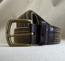 Polo Ralph Lauren  Braided Leather Trim Belt BROWN Khaki Stretchy ROPE 4... - $648.93 MXN