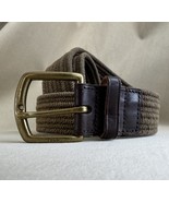 Polo Ralph Lauren  Braided Leather Trim Belt BROWN Khaki Stretchy ROPE 4... - $653.94 MXN