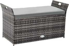 A Large Pe Rattan Deck Storage Box With Handles And Hydraulics For Patio - $173.92