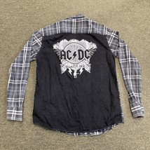 Zara x AC/DC &quot;Black Ice&quot; Hard Rock Band Check Long Sleeve Flannel Shirt Large - £19.86 GBP