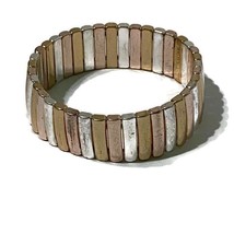 Napier Chunky Bracelet Silver Copper Gold Tone Wide Signed Contemporary - £7.86 GBP