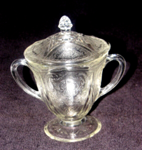 Hazel Atlas Royal Lace Crystal Clear Sugar Boel with Lid Depression Glass - £12.63 GBP