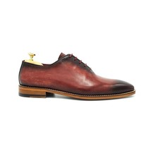 Men&#39;s Bespoke Burgundy Patina Finished Wholecut Shoes Handmade Oxfords Shoes - $167.94