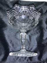 Vintage Fenton Glass Crystal Clear Floral Pattern Footed Compote Candy Bowl - $35.00