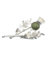 Sterling Thistle Pin Green Agate VINTAGE - £27.79 GBP