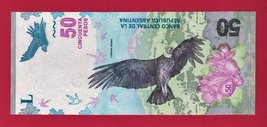 Rare 50 Pesos 2018 Argentina Unc Banknote - Suffix B - (Pick-363b) Condor Eagle - £2.79 GBP