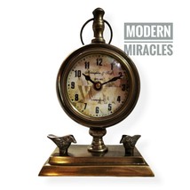 Antique Marine Vintage Desk Clock with Stand Brass Antique Home Decor - £50.93 GBP