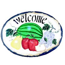 Painted Slate Welcome Hanging Sign Fruit - £20.39 GBP
