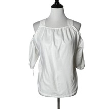 Madewell Cold Shoulder Top White 3/4 Sleeve Cotton Blouse Women&#39;s Size XXS - £11.07 GBP