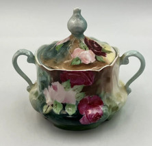 Antique Sugar Bowl Irma Z. S. &amp; Co. Bavaria Double Handle Floral N. Sull... - £22.05 GBP