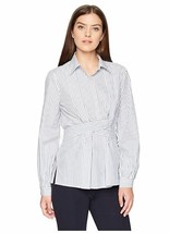 Lark &amp; Ro 7711Z79Z-996-M Women&#39;s Woven Collared Top Center Front Tie Small NWOT  - £19.77 GBP