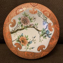VINTAGE DAHER DECORATED WARE ORANGE CHERRY BLOSSOMS ENGLAND TIN-LID 5.25&quot; - £9.47 GBP