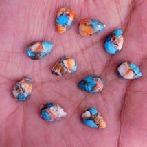 7x10 mm Pear Natural Composite Oyster Copper Turquoise Cabochon Gemstone 5 pcs - $9.49