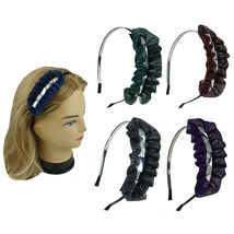 Assorted Color Headband w/Metallic Mesh Fabric &amp; Crystal Acrylic Stones ... - £21.97 GBP