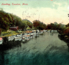 Counton Massachusetts Dustin&#39;s Landing Postcard Vintage 1910 Boats Canal River - £8.20 GBP