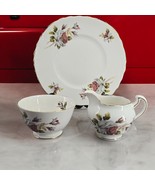 Ridgway Potteries Open Sugar Bowl Creamer and Cake Plate Queen Anne Rose... - $22.83