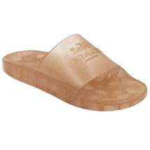 Coach Women Slide Sandals Ulyssa Rubber Slide Size US 5B Dark Gold Glitter - £51.17 GBP