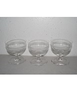 Vintage 3pc 3&quot; clear cordial liquor shot glass set etched loop pattern ~GB - $20.58 CAD