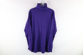 NOS Vintage 90s Streetwear Mens Large Blank Ribbed Turtleneck Shirt Purple USA - £53.99 GBP