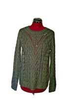 Hippie Rose Sweater Heather Charcoal Women Size Large Cable Knit Side Split - $30.11