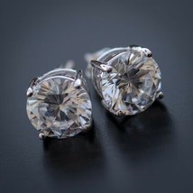 Men&#39;s Sterling Silver 14K White Gold Plated Round Cz Screw Back Stud Ear... - $23.82