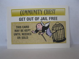 1995 Monopoly 60th Ann. Board Game Piece: Community Chest - Get out of Jail Free - $1.00