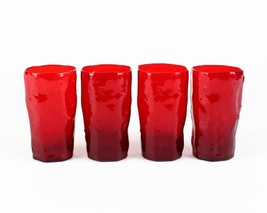 Morgantown Crinkle Ruby Red Juice Tumbler Glasses Set, Seneca Driftwood ... - $40.00