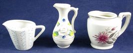 Lot of 3 Pre-Owned Decorative Porcelain Mini Miniature White Pitchers - $9.99