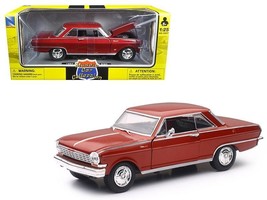 1964 Chevrolet Nova SS Burgundy &quot;Muscle Car Collection&quot; 1/25 Diecast Mod... - £30.88 GBP