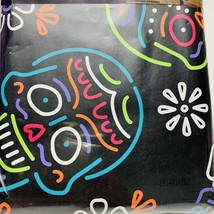 Sugar Skull Black Tablecloth Vinyl Sz 52x70 Day of the Dead Colorful Flowers NEW - $6.95