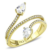 0.67Ct Pear Cut Cubic Zircon Multi Layer Snake Shape Gold Plated Wedding Ring - £54.66 GBP